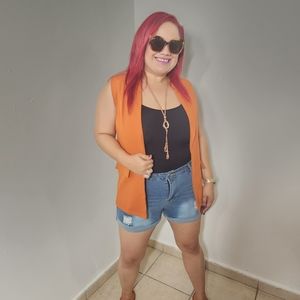 Orange Burnst Chic Vest Size XL Sleeveless